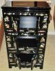 Chinese Jade Stone Carving Apothecary Cabinet Jewelry Box Chest Black Lacquer Vg Cabinets photo 7