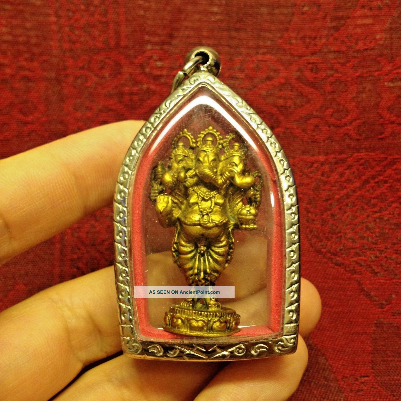 Lord Ganesh Stand Pikanet Hindu God Ohm Amulet Luck Rich Charm Success Protect Amulets photo