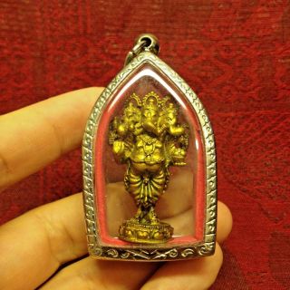 Lord Ganesh Stand Pikanet Hindu God Ohm Amulet Luck Rich Charm Success Protect photo