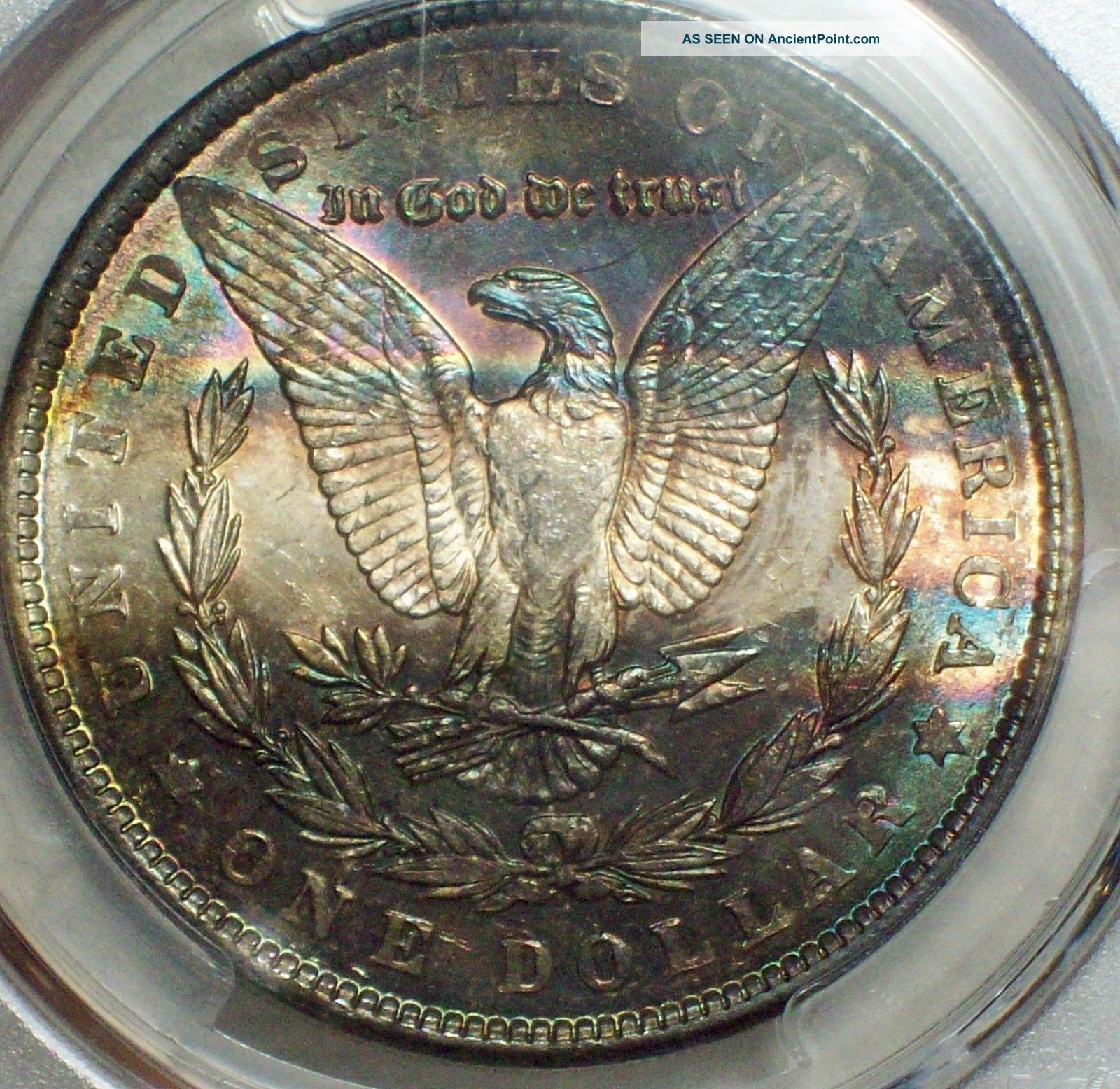 1886 Pcgs Ms 64 Silver Morgan Dollar Gorgeous Rainbow Tone Reverse Authentic $1 The Americas photo