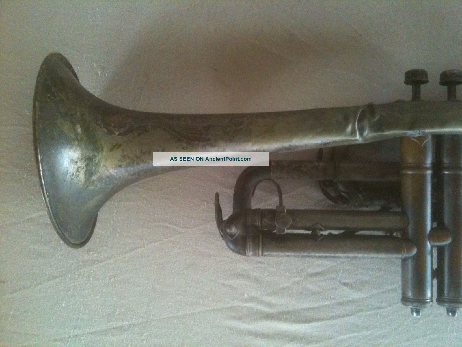 Antique Trumpet J.  W.  York&sons Grand Rapids Mich.  Union Label Seal 31591 Al - Tru Mo Brass photo