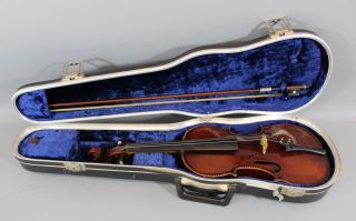 Antique Circa 1900 Figured Maple,  Mop Purfling & Tuning Keys 4/4 Violin Nr photo