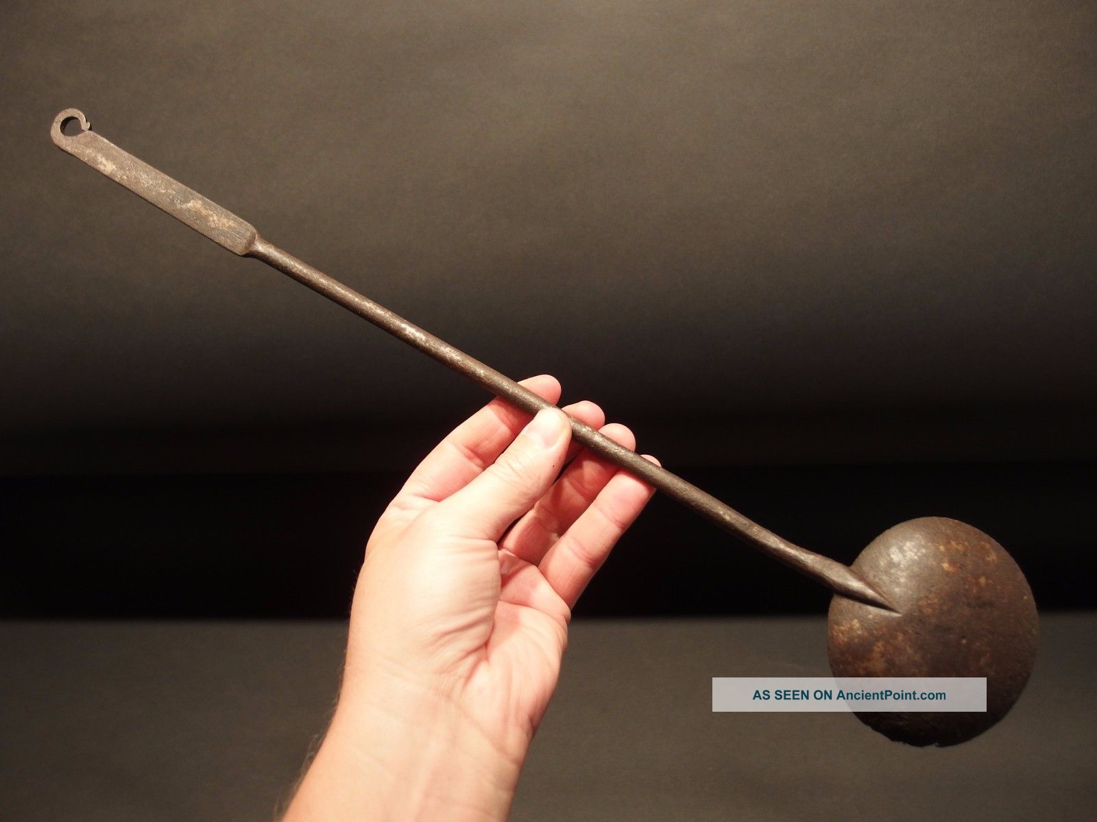 Primitive Antique Hand Forged Spoon Blacksmith Made Wrought Iron Utensil Primitives photo