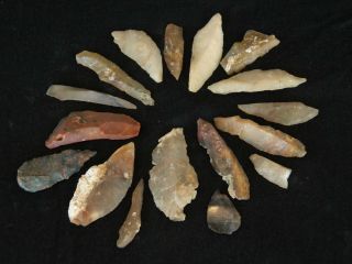 16 Flint Projectile Armatures Saharian Upper Paleolithic photo