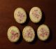 5 Antique Hand Painted Pink Flower Gold Trim Porcelain Shank Stud Buttons Buttons photo 3