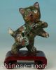 Lovely Chinese Old Cloisonne Handmade Carved Cat Statue Figure Ornament Other Antique Chinese Statues photo 4