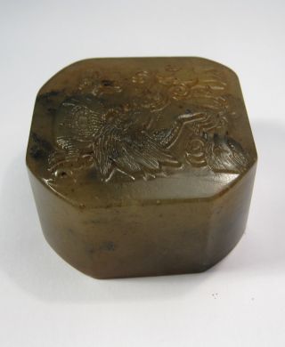 Collectable Jade Stone Carved Flying Dragon Chinese Seal photo