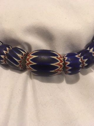 Authentic Antique Chevron African Trade Bead Necklace photo