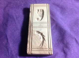 Vintage Carved Wood Butter Cookie Mold Press Stamp Primitive Fish Cornucopia photo