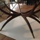 Mid Century Lg Brass Etched Coffee Table With Folding Spider Leg Wood Base Only Mid-Century Modernism photo 2