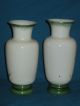 Pair Antique Victorian Hand Painted Enamel Bristol Opaline Glass Mantle Vases Vases photo 4