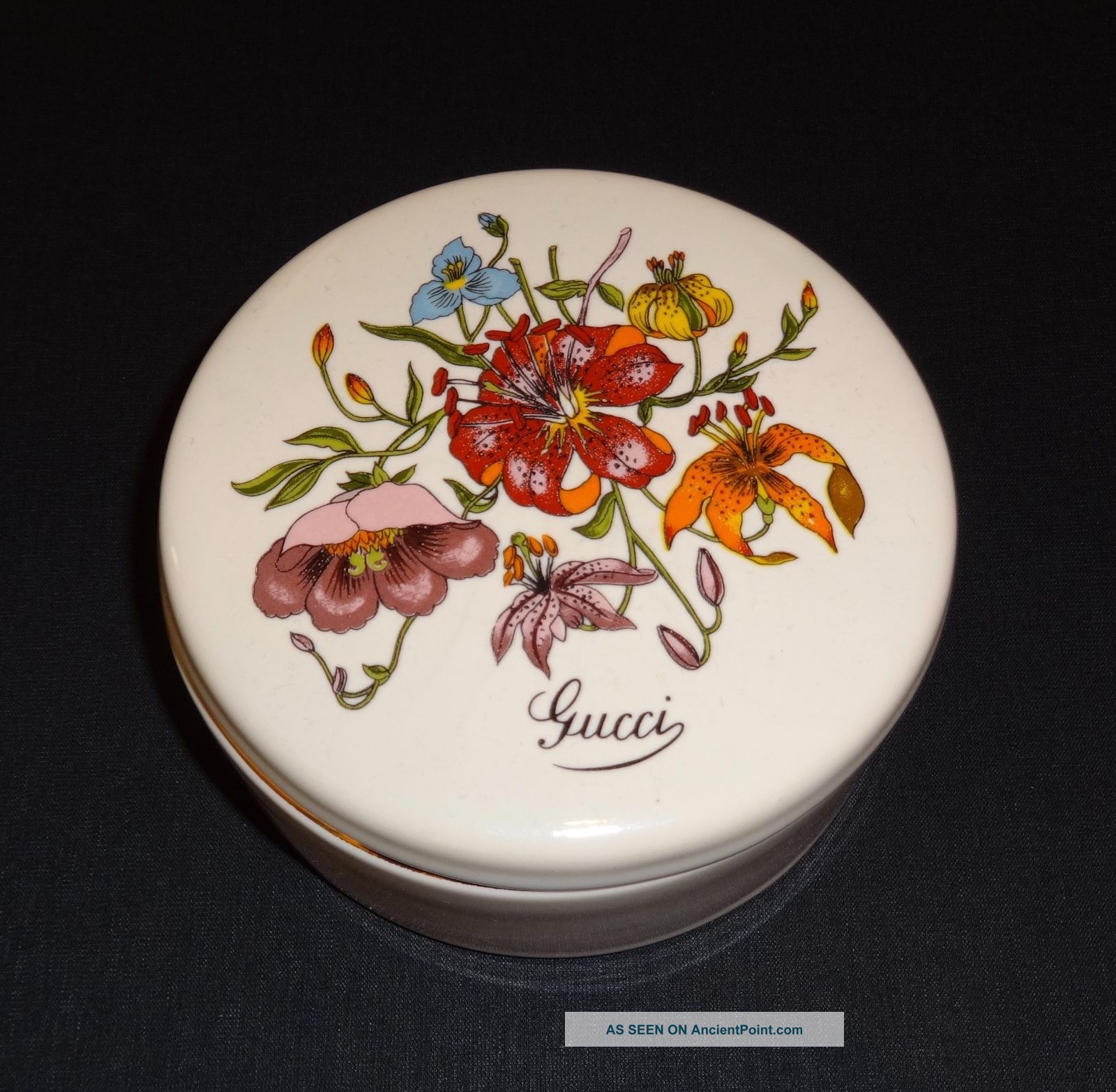 Vintage Gucci Floral Richard Ginori Porcelain Jewelry Trinket Box Boxes photo