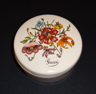 Vintage Gucci Floral Richard Ginori Porcelain Jewelry Trinket Box photo