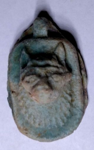 Egyptian Pharaoh Faience Amulet,  Anubis Proctor Of Tombs,  With A Hole For Chain photo