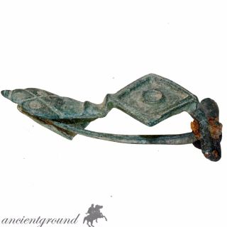 Museum Quality Roman Bronze Zoomorphic Fibula Brooch Circa 300 Ad photo