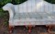 Antique Camelback Sofa Nyc Shop Tag Ornate Carved Ball Claw Feet Silk Upholstery 1900-1950 photo 2