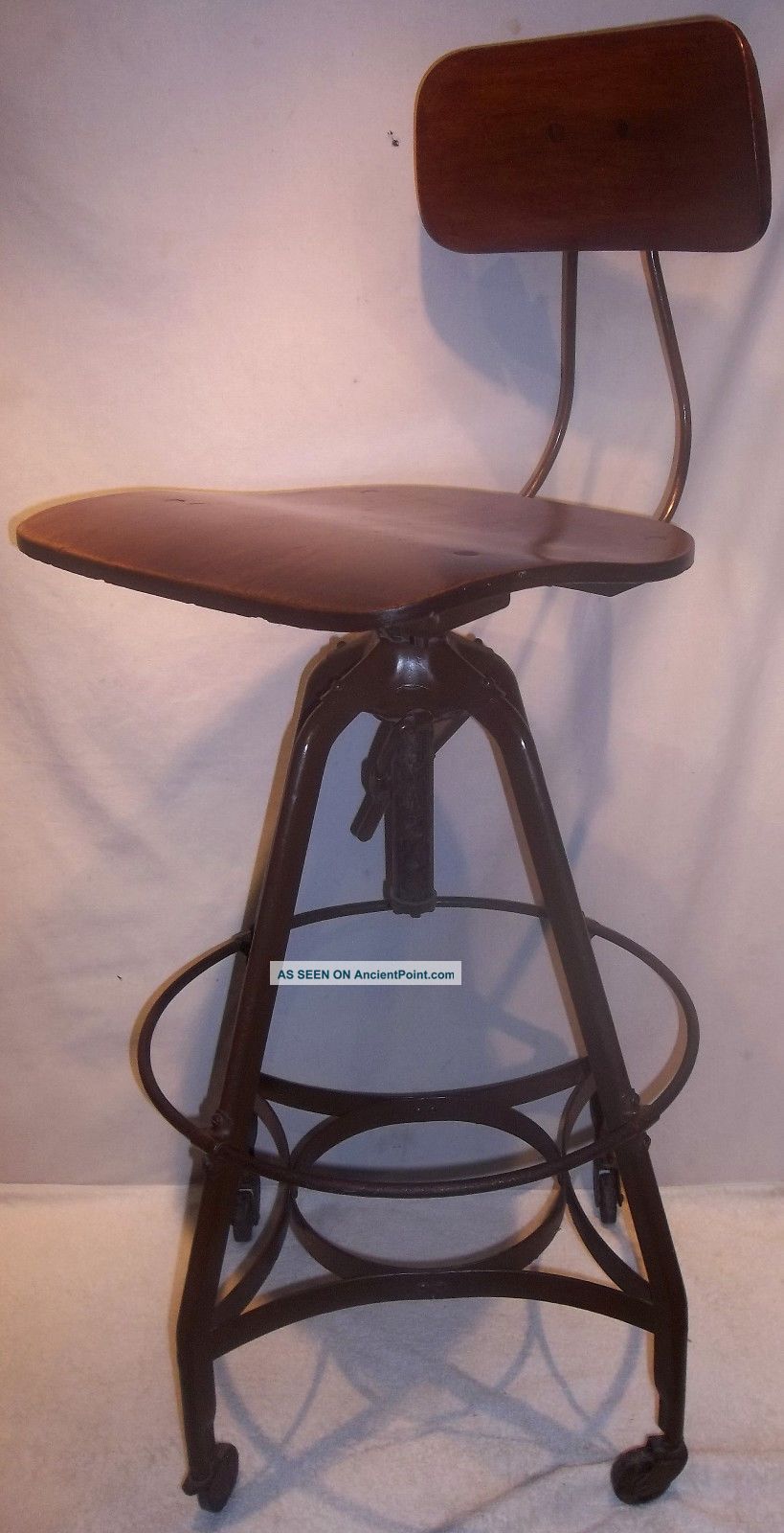 Antique Toledo Uhl Industrial Drafting Stool Chair.  99 Cents 1900-1950 photo