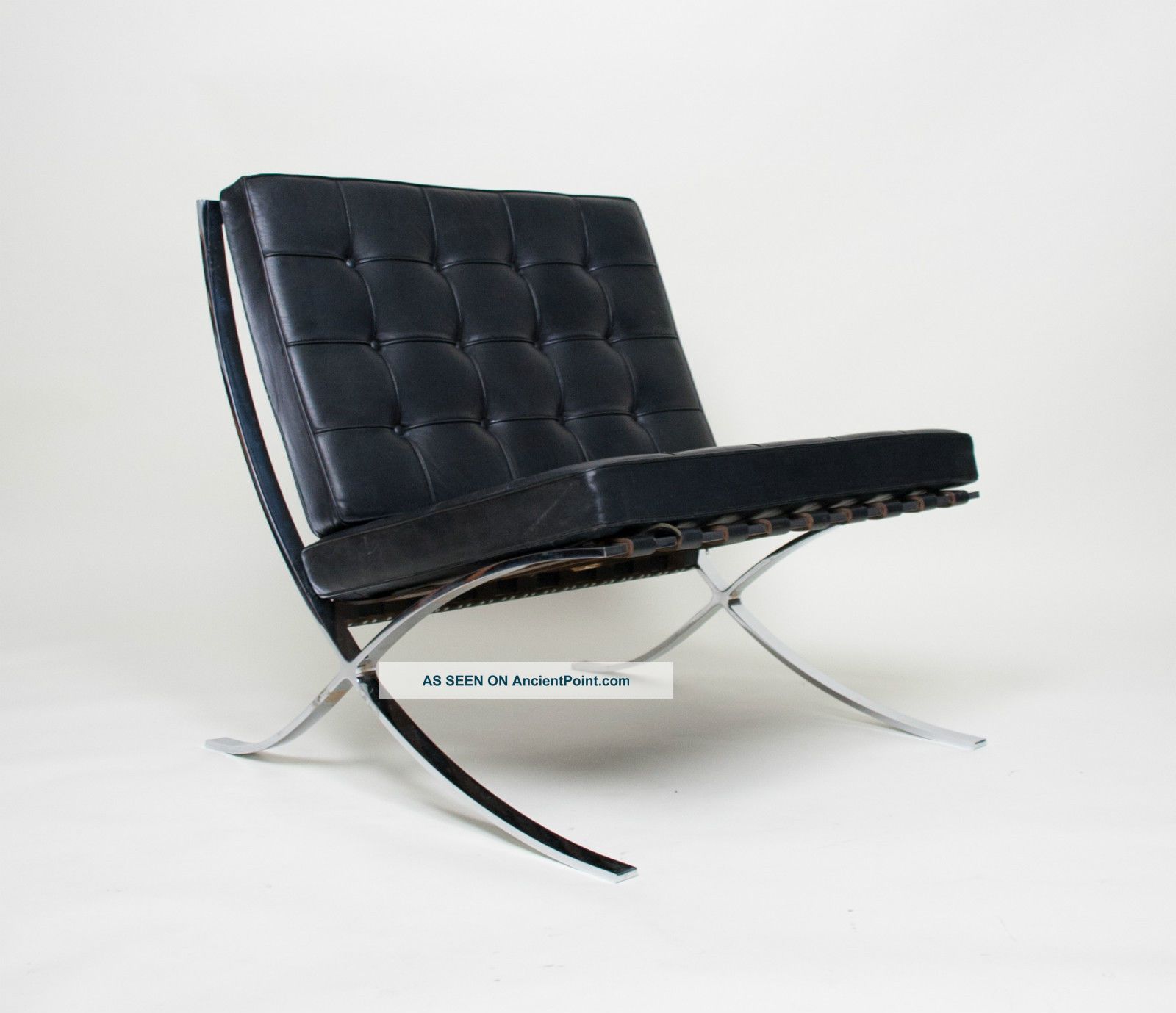 Knoll Mies Van Der Rohe Barcelona Chair Black Leather Mid Century Mid-Century Modernism photo