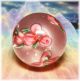 Vintage Floating Pink & Green Flowers Medium Glass Paperweight Button Buttons photo 2