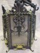Antique Cast Iron Victorian Hanging Glass Panel Lamp Lamps photo 6