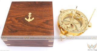 Antique Vintage Maritime Brass Circular Sundial Compass 4 