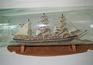 Antique Ship In A Glass Bottle - Master Crafted Museum Quality Folk Art photo