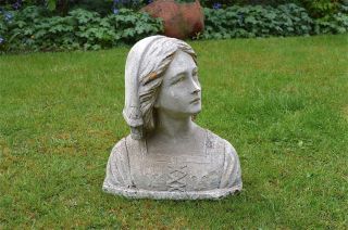 Art Nouveau Bust Of A Young Maiden In Tradional French Dress Weathered photo