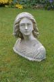 Art Nouveau Bust Of A Young Maiden In Tradional French Dress Weathered Garden photo 1