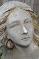 Art Nouveau Bust Of A Young Maiden In Tradional French Dress Weathered Garden photo 5