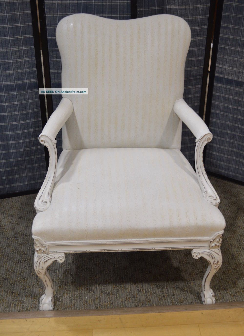 Vintage Carved Shabby Romantic Ball & Claw Acccent Chair Post-1950 photo