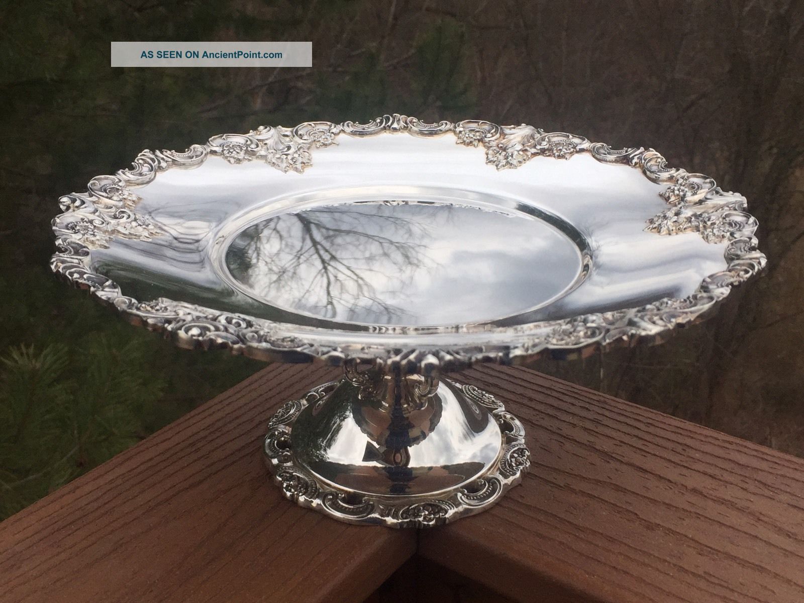 Vintage Wallace Baroque Silverplate Pedestal Plate Cake Stand - Platters & Trays photo