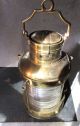Antique Russell & Stoll Brass Nautical Ship ' S Oil Lamp.  Fresnel Lens On Lantern. Lamps & Lighting photo 3
