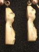 Vintage Hand Carved Alaska Inuit Billiken Charm & Gold Earrings W/ Threaded Post Native American photo 2