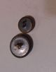 2 Antique 19th C.  Brass Blue Glass Stars Waistcoat Buttons Fairy Dust Black Buttons photo 2