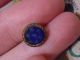 2 Antique 19th C.  Brass Blue Glass Stars Waistcoat Buttons Fairy Dust Black Buttons photo 3