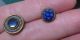 2 Antique 19th C.  Brass Blue Glass Stars Waistcoat Buttons Fairy Dust Black Buttons photo 4