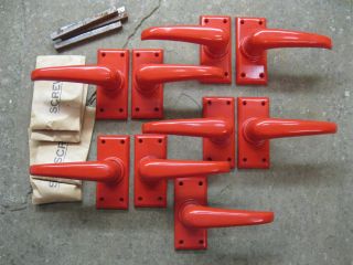 4 1/2 Pairs Of Old Stock Snow Brand Lacrinod Red Lever Handles 0176 photo