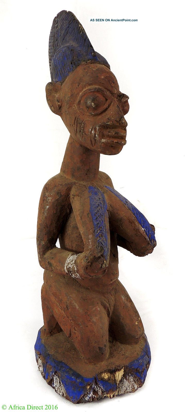 Yoruba Kneeling Female Presenting Breasts Nigeria African Art Was $150.  00 Sculptures & Statues photo