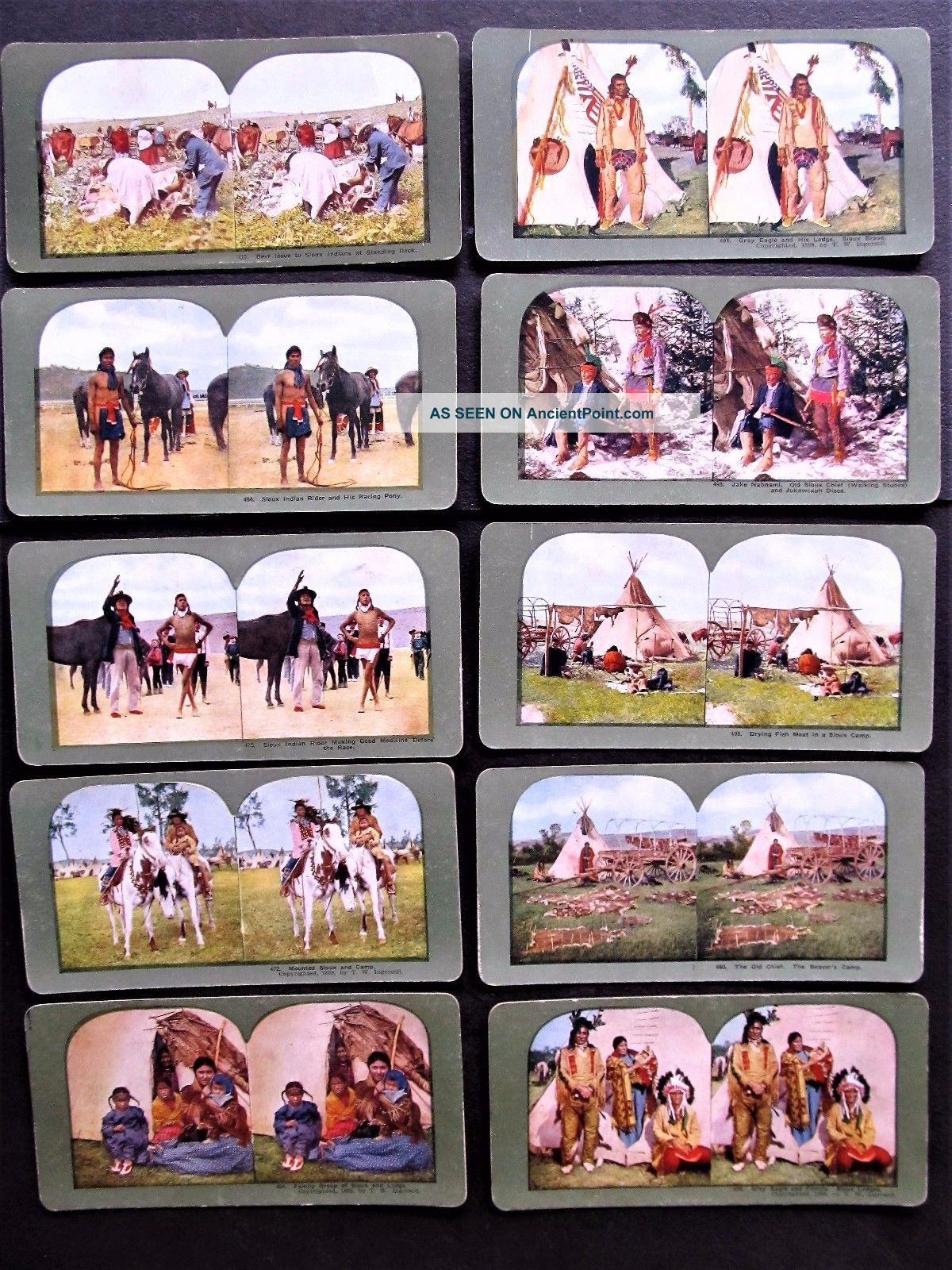 10 Ingersoll 1899 Antique Stereoviews Sioux Indians Native American photo