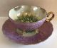 Vtg Teacup & Saucer Purple Speckled Gold Trim White Pink Flower Japan Cups & Saucers photo 1