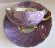 Vtg Teacup & Saucer Purple Speckled Gold Trim White Pink Flower Japan Cups & Saucers photo 2