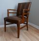 Gunlocke Walnut And Leather Armchair Club Mid Century Modern Chair 1900-1950 photo 1