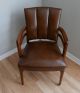 Gunlocke Walnut And Leather Armchair Club Mid Century Modern Chair 1900-1950 photo 3