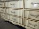 Vintage French Provincial Dixie Off White & Gold Triple Dresser Brass Hardware Post-1950 photo 4