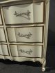 Vintage French Provincial Dixie Off White & Gold Triple Dresser Brass Hardware Post-1950 photo 5