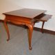 Queen - Anne Style Solid Mahogany Side Table W/ Banded Inlaid Top & Pull - Out Post-1950 photo 3