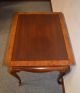 Queen - Anne Style Solid Mahogany Side Table W/ Banded Inlaid Top & Pull - Out Post-1950 photo 4