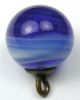 Antique Glass Ball Button Cobalt Blue & Cream Swirl Design - 7/16 