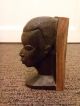 Ethnic Carving Woman/girl Head Vintage African Tribal 7 Inch Brown Stained Wood Other African Antiques photo 1