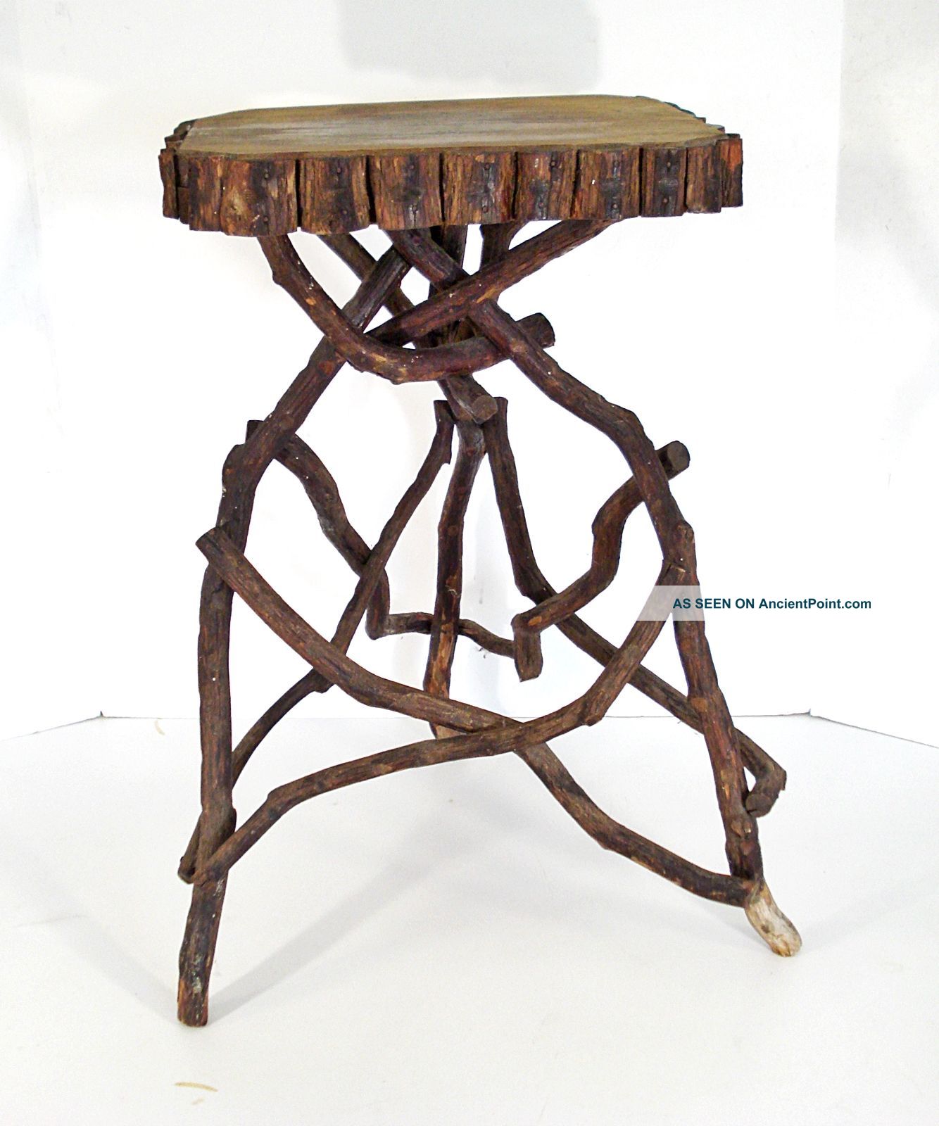 Antique Southern Tramp/folk Art Laurel Twig Table Adirondack Bent Wood Stand 1900-1950 photo